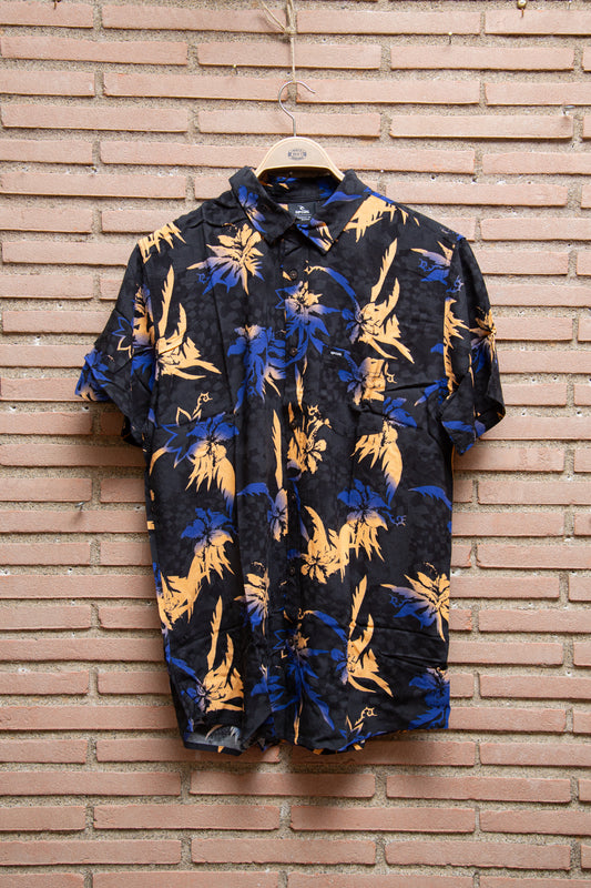 Rip Curl - camicia viscosa fiori arancio e viola