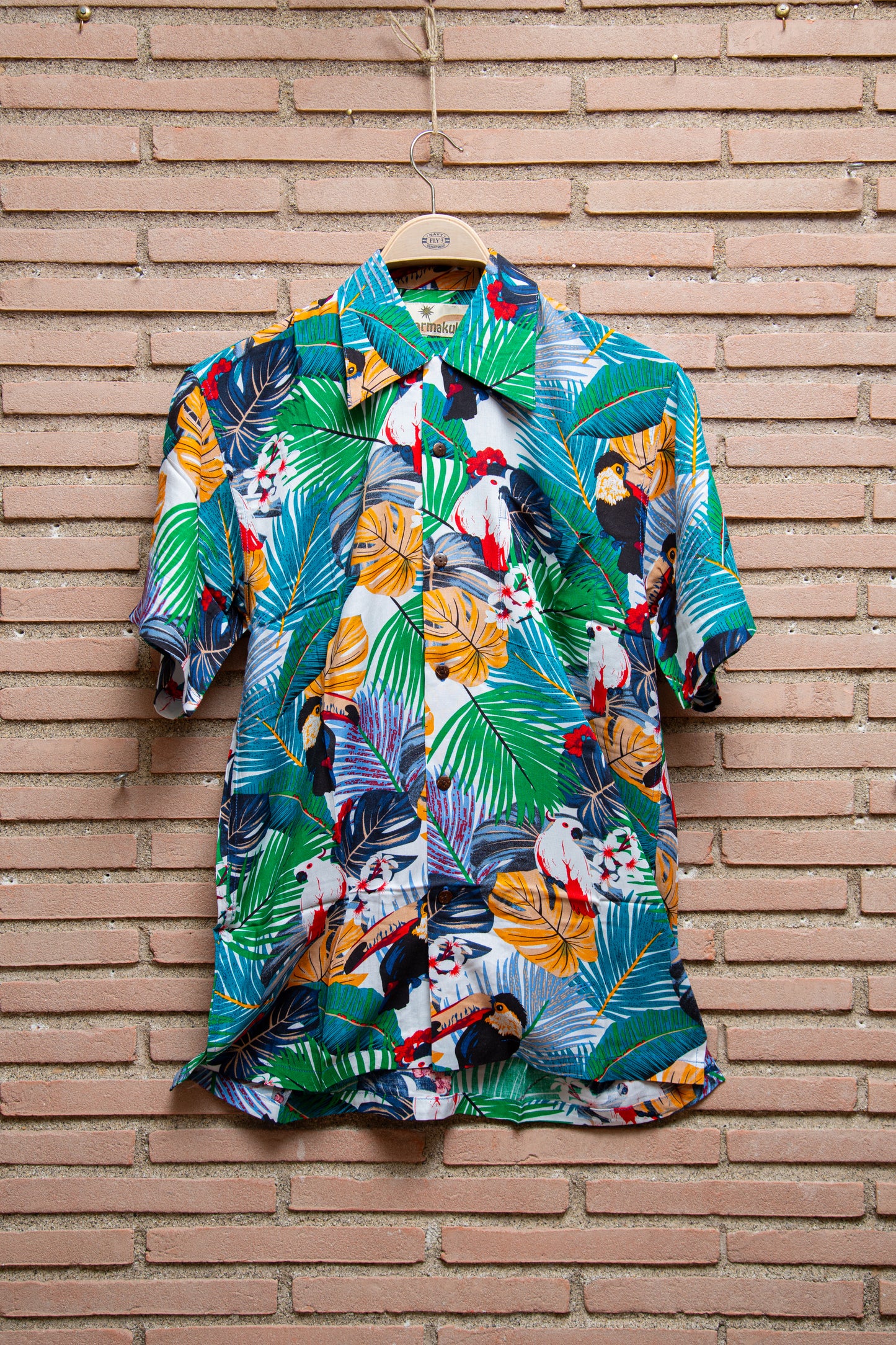 Karmakula - camicia viscosa floreale base verde