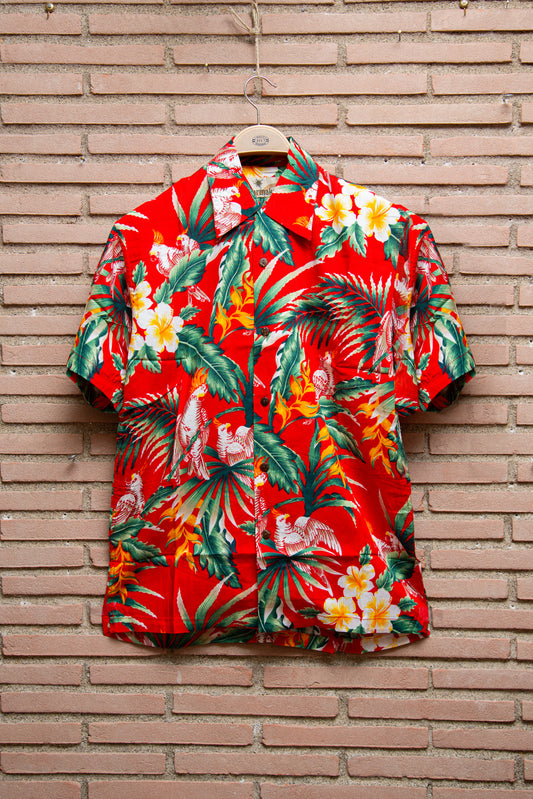 Karmakula - camicia viscosa floreale base rossa
