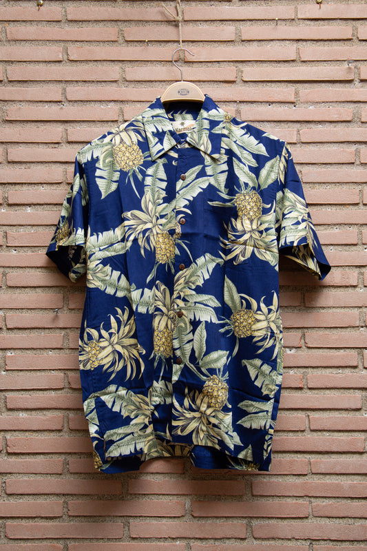 Karmakula - camicia viscosa floreale base blu