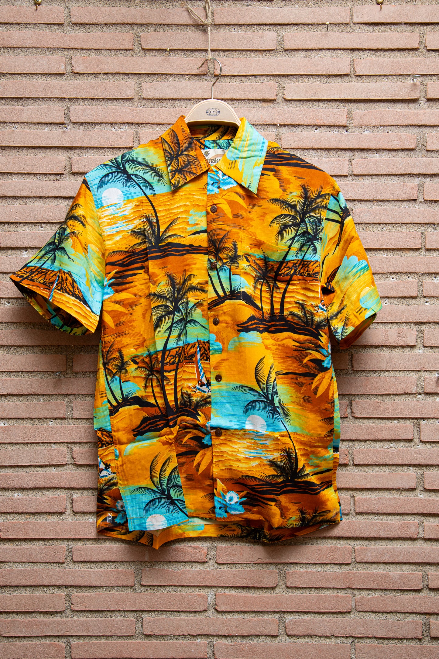 Karmakula - camicia viscosa floreale base ocra